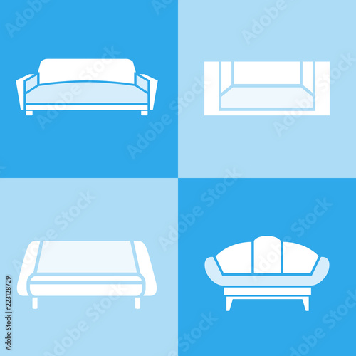 sofa and couch icons in blue