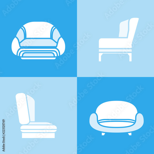sofa and couch icons in blue