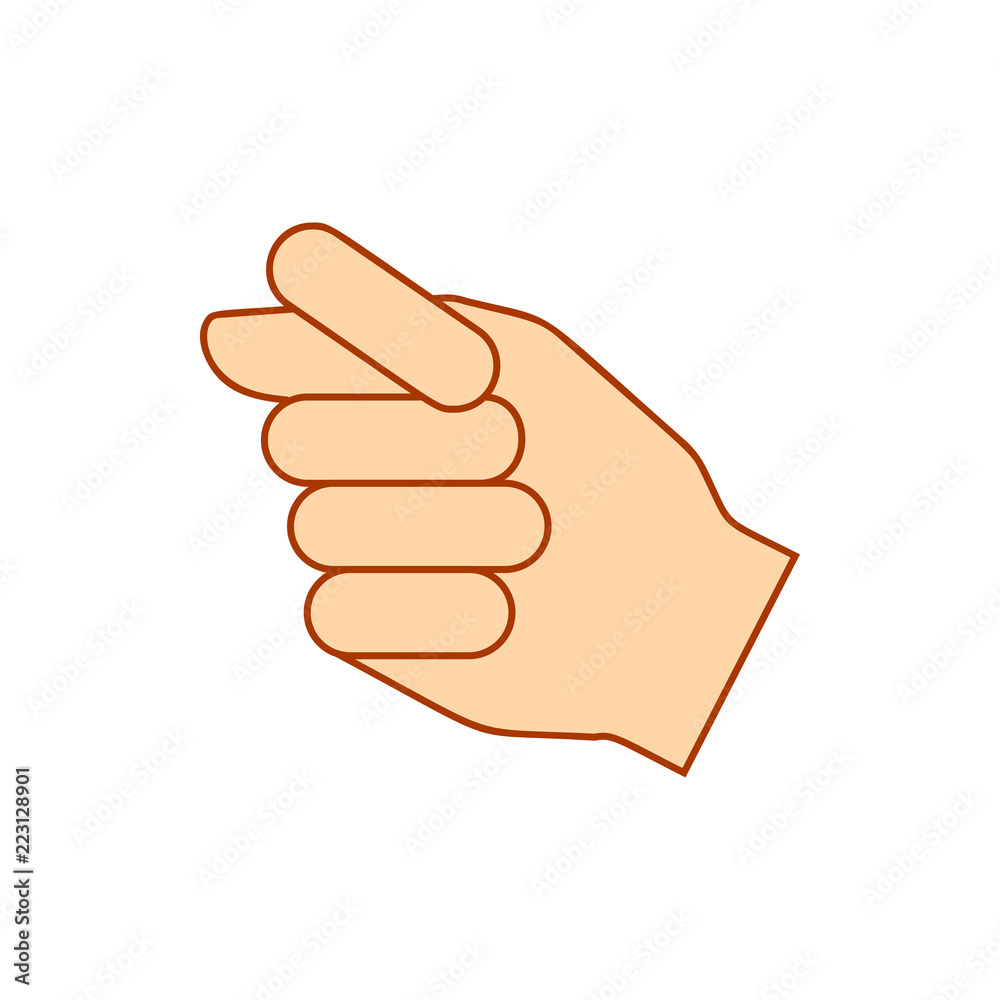 Hand showing different fist gestures. Hand thumb show the fig icon isolated on white background. Vector illustration