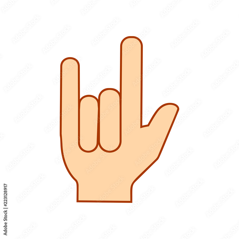 Hand showing different rock gestures. Hand thumb up icon isolated on white background. Vector illustration Hand showing different rock gestures. Hand thumb up icon isolated on white background. Vector illustration