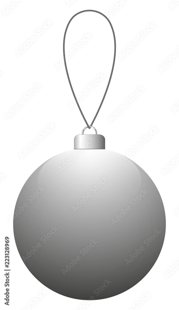 Fototapeta premium Gray glass Christmas ball on the string. Vector EPS 10