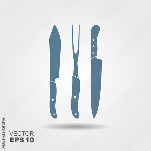 Kitchen tools. Knives and fork for cooking