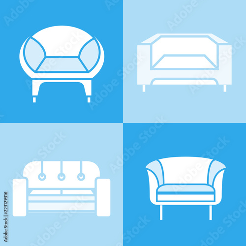 sofa and couch icons in blue