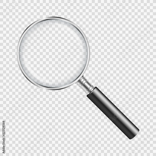Magnifying glass on transparent background photo