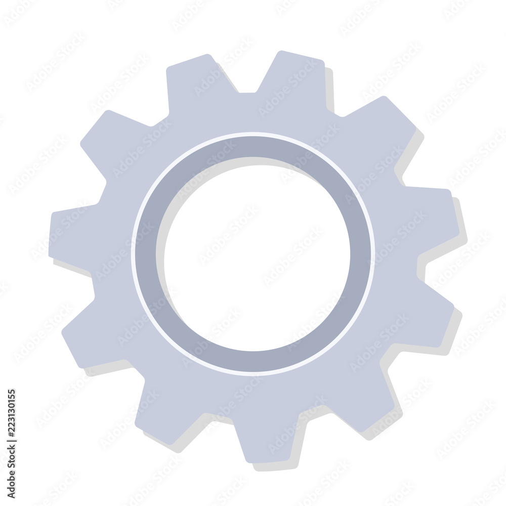 Zahnrad Flat Design Icon isoliert auf weißem Hintergrund Zahnrad Flat Design Icon isoliert auf weißem Hintergrund