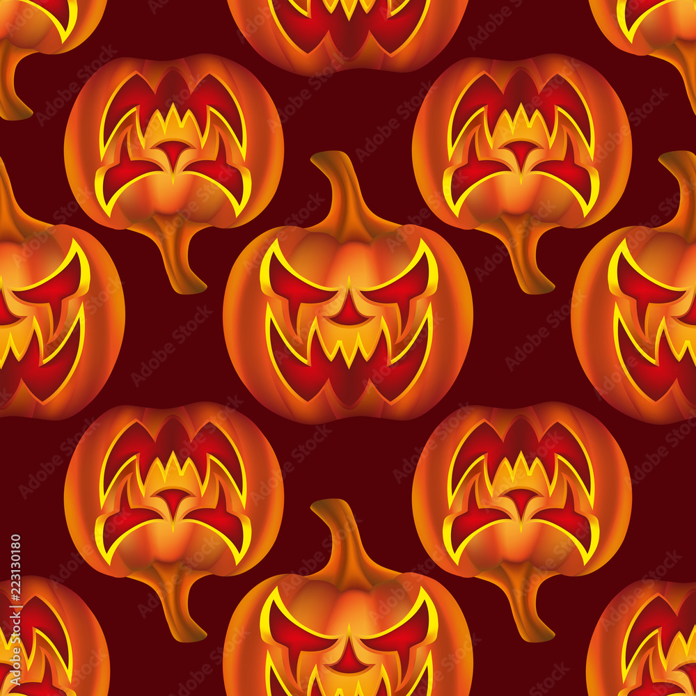 Seamless pattern with pumkins on background for halloween