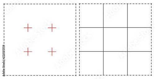 Vector illustration of the line rectangle to be Rule of Thirds.