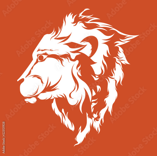 Side view lion face - Vector Illustration 