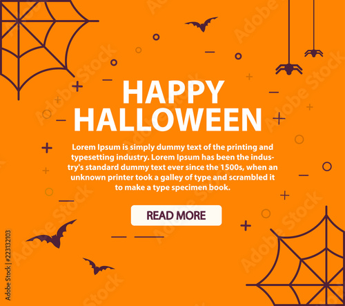 Happy Halloween .Template of a festive poster.Web and spider,bat.Banner flat vector.