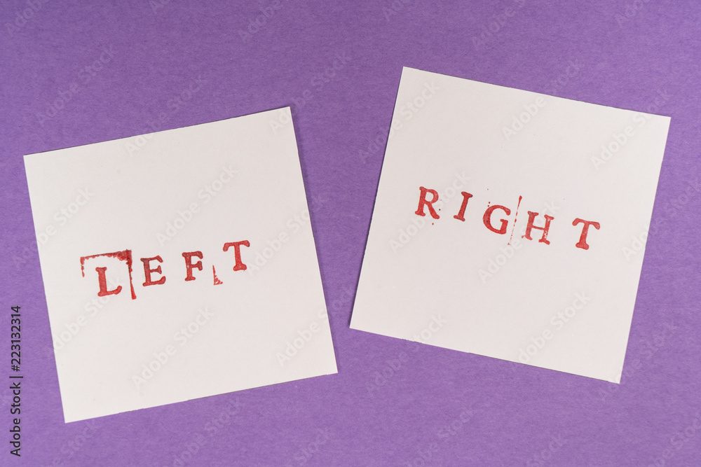 the contrast between the left and right words printed on two sheets of paper the contrast between the left and right words printed on two sheets of paper