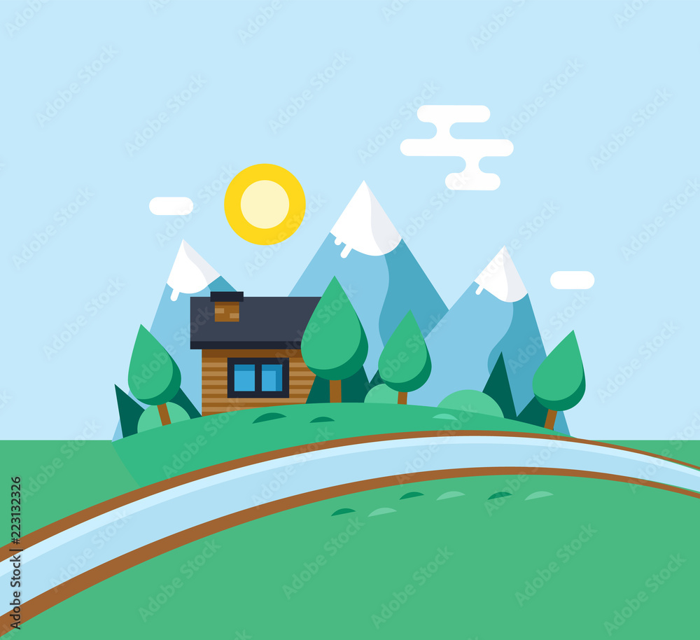 Naklejka premium Urban landscape, city life eco friendly. Clean ecology, environment.