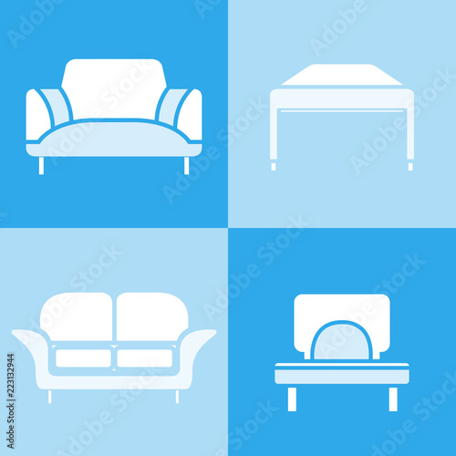 sofa and couch icons in blue