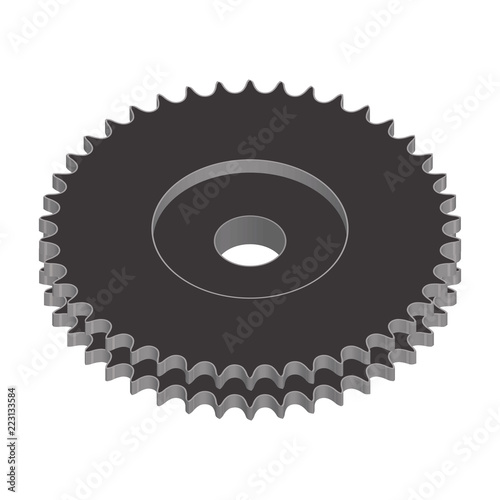 Sprocket for duplex roller chains. 3D effect vector