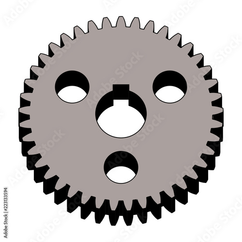Steel gear wheel. 3D effect vector