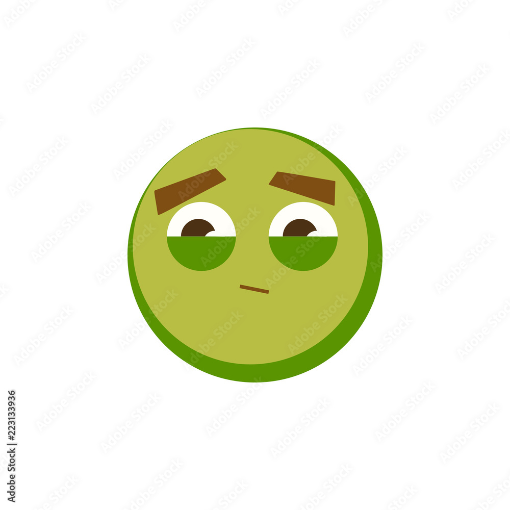 Fototapeta premium Green emoji icon for app game, ui or web design template. Vector emotion sign face