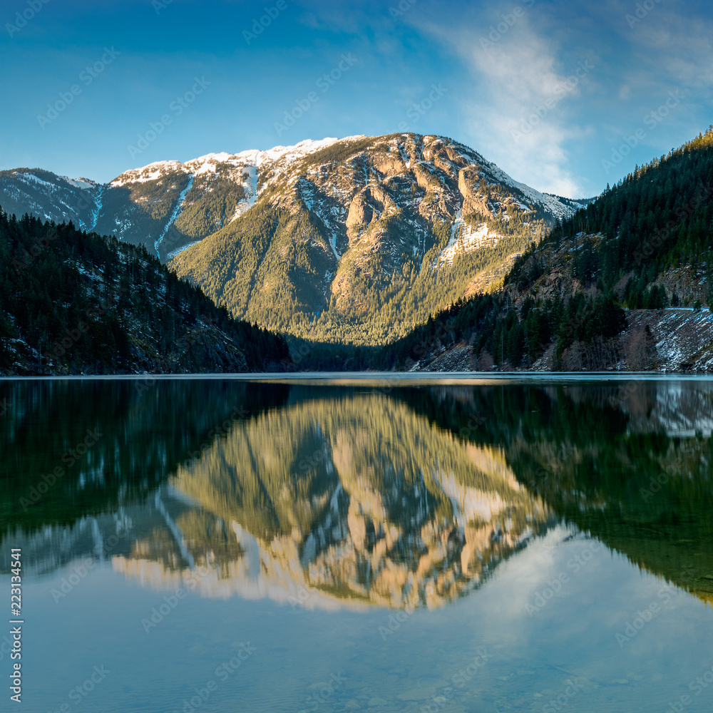 beautiful reflection lake  and mountain,snow