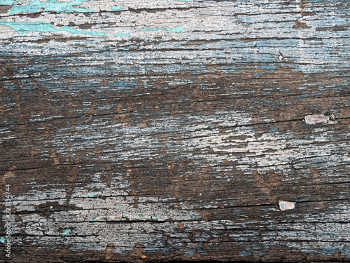 Old Wood Texture with Cracked Peeling Paint, Grunge Background