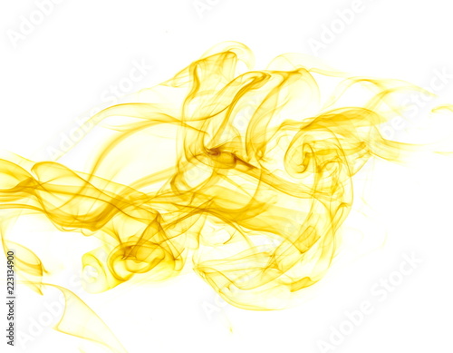 Yellow smoke on white background