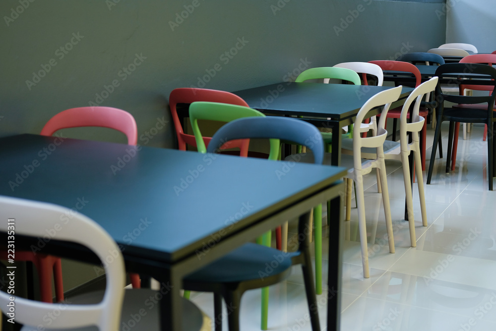 table & chair in food court canteen restaurant interior. table & chair in food court canteen restaurant interior.
