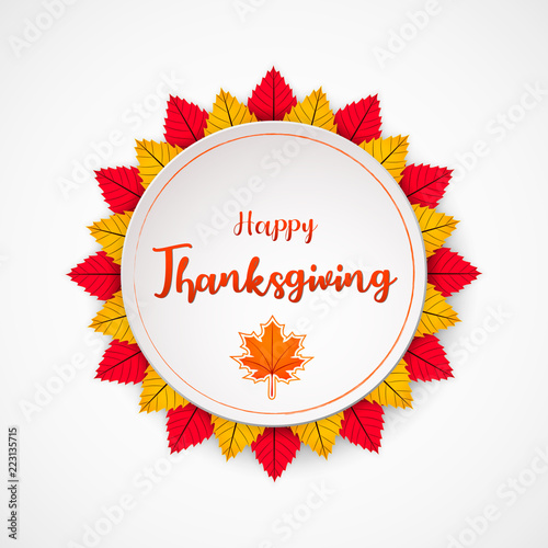 Happy Thanksgiving Day background with autumn leaves, can be use as flyer, banner or poster.