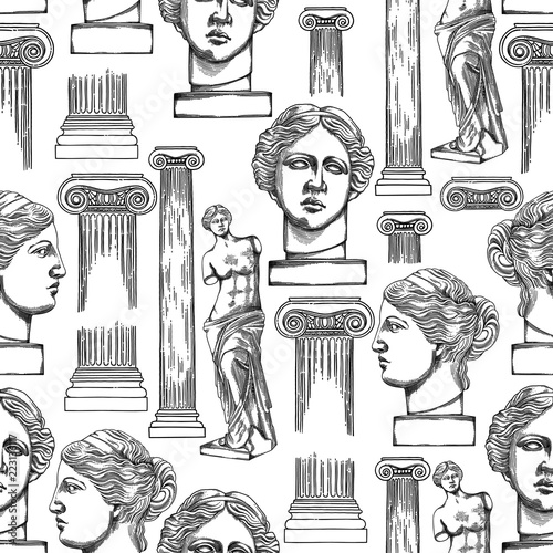 Classical pattern of Venus de Milo and columns