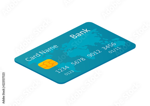 Isometric credit card against the white background