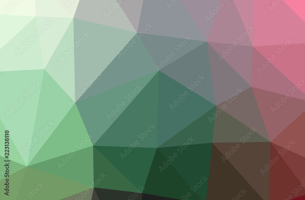 Fototapeta Illustration of green polygonal beautiful multicolor background.