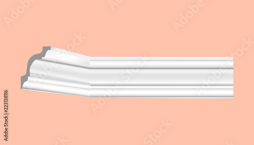 Skirting plastic white ceiling with drawings realistic vector
