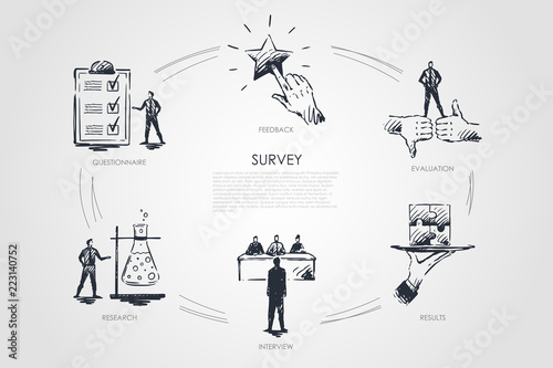 Survey, results, interview, research, feedback concept vector
