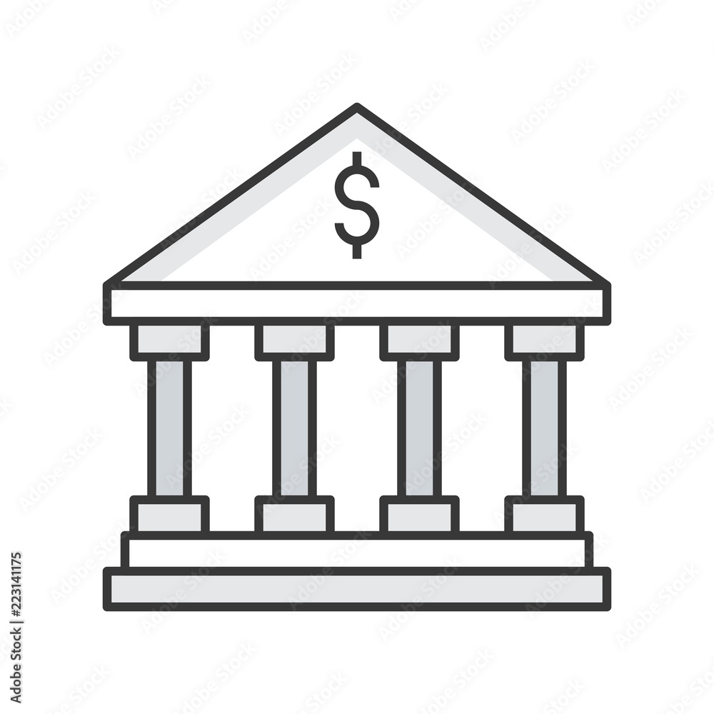 Bank building, bank and financial related icon, filled outline editable stroke Bank building, bank and financial related icon, filled outline editable stroke