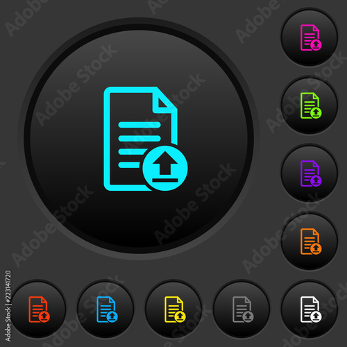 Upload document dark push buttons with color icons