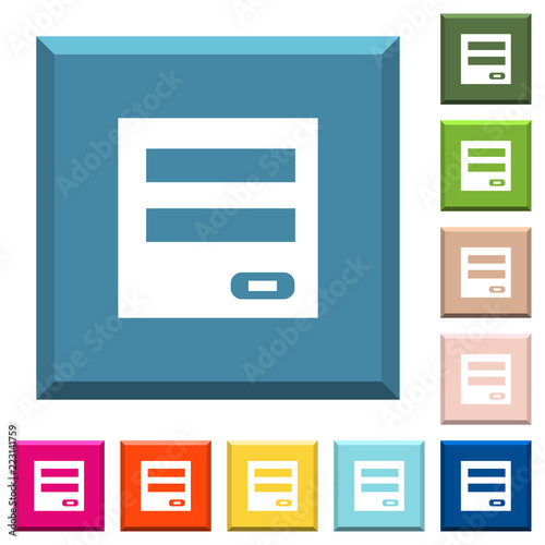Login panel white icons on edged square buttons