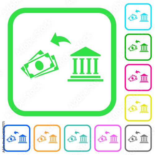 Cash withdrawal from bank vivid colored flat icons