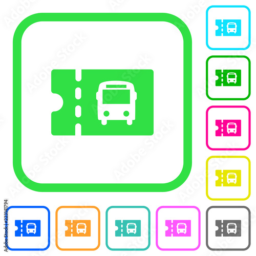 Public transport discount coupon vivid colored flat icons