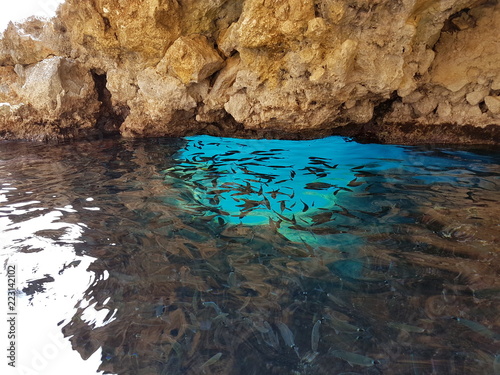Blue Eye cave in Paleokastritsa, Corfu, Greece