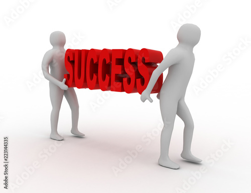 3d people carry word success.