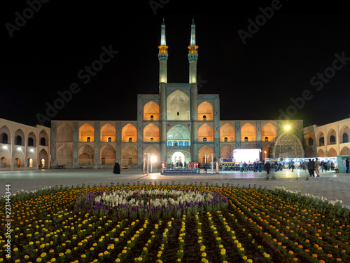 Amir Chakhmaq square by night, Yazd, Iran photo