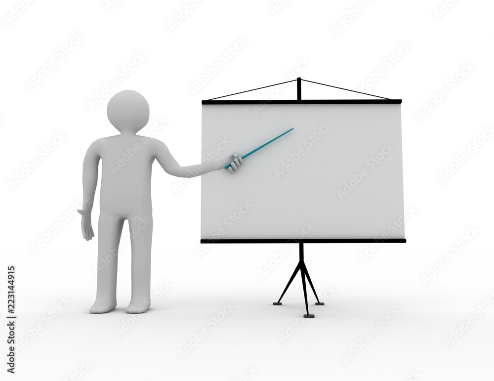 3d people - human character - person presenting at a flip-chart. 3d people - human character - person presenting at a flip-chart.
