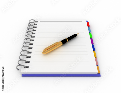 Office notepad with pen