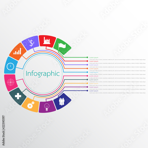 Vector infographic templates used for detailed reports. All 10 topics.