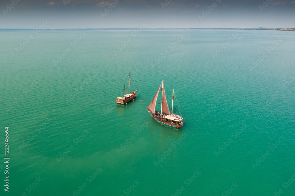 Fototapeta premium aerial photo of beautiful pirate ship
