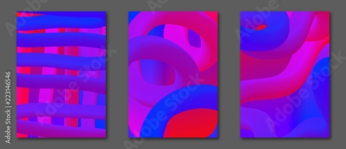 Wave liquid. Collection gradient covers with fluid shapes. Trendy vector illustration EPS10 for Your Design. Creative interweaving. Colorful shapes with flow effect for Flyer, Card, Cover. A4 size.
