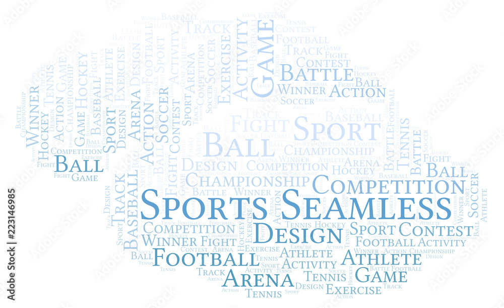 Sports Seamless word cloud. Sports Seamless word cloud.