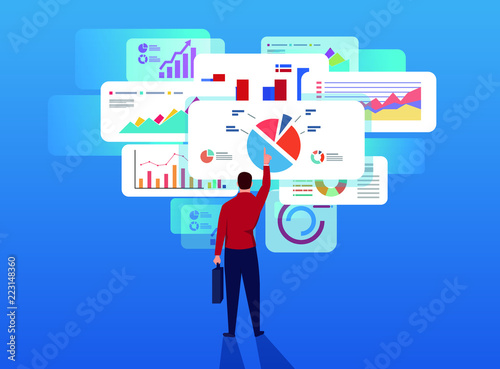 Businessman analyzes page data