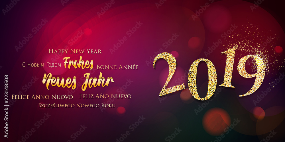Naklejka premium Neujahrsgruss 2019 - Frohes Neues Jahr