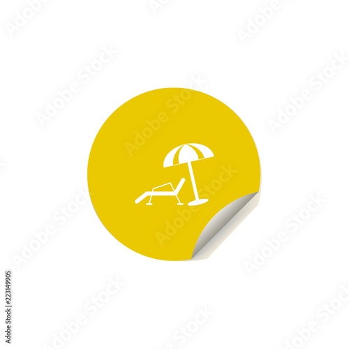 beach chaise longue and umbrella icon in sticker style. One of summer pleasure collection icon can be used for UI, UX