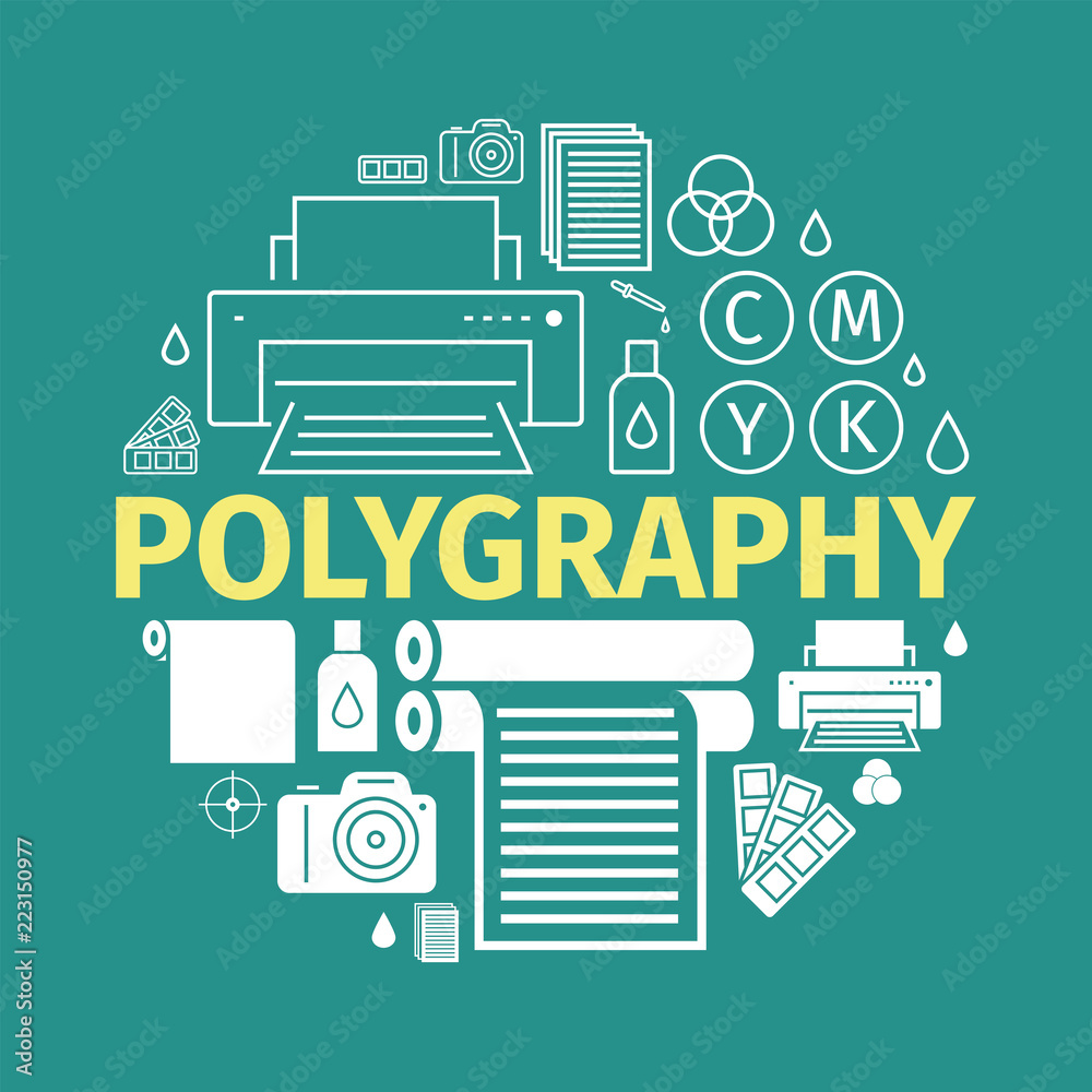Printing polygraphy banner. Vector infographic. Printing elements. Printing polygraphy banner. Vector infographic. Printing elements.