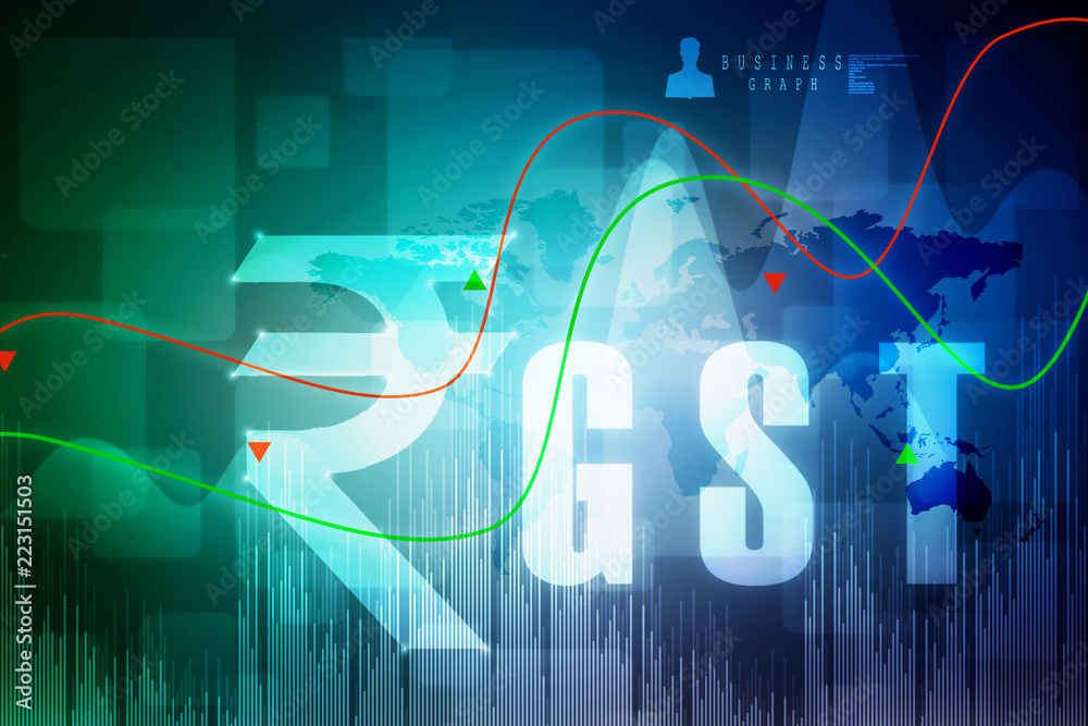 2d rendering GST Tax India with rupee sign
2d rendering GST Tax India with rupee sign