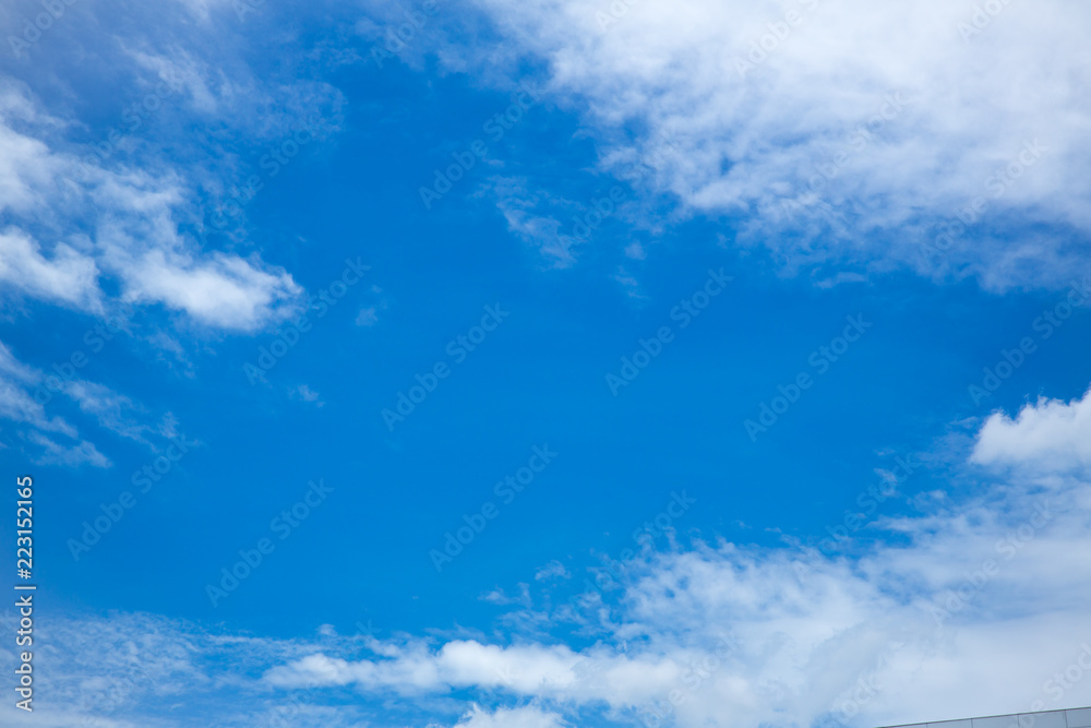 Blue sky with clouds background.Sky daylight. Natural sky composition. Element of design.