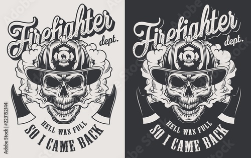 Vintage firefighter monochrome labels